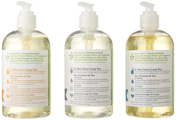 Liquid Hand Soap – Plant-Derived and Bio-Based Formula – Sulfate-Free, pH-Balanced, Vegan – Variety Pack: Lavender + Lemongrass + Peppermint & Lemon – 3 x 12 oz-DeskLoop Office