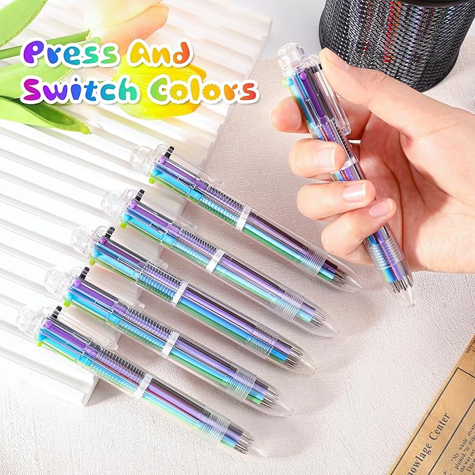 30 PCS 6-in-1 Multicolor Ballpoint Pens 0.5mm Party Favors 6 Colors Retractable Multicolor Pen for Office School Supplies Kids Students Children Birthday Party Favors Gifts Fun Pens (30)-DeskLoop Office