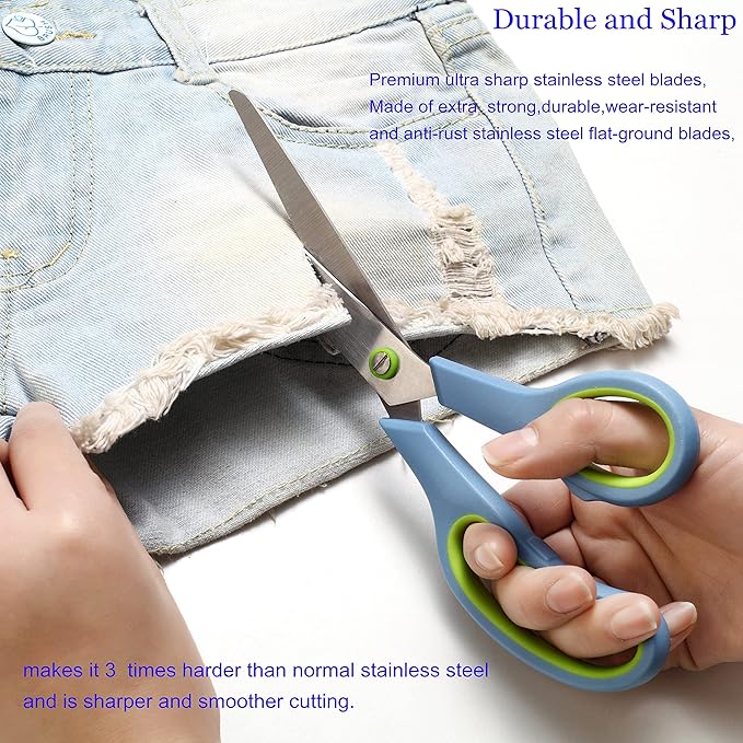 Scissors All Purpose,Scissors Set of 5,Premium Stainless Steel Sharp Blades Soft Comfort-Grip Handles Suitable for School,Office Supplies and Family Daily Use-DeskLoop Office
