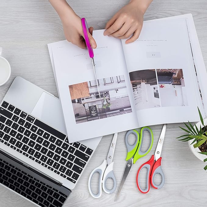 Mr. Pen Multipurpose Scissors - 8 inch, Pack of 4, Sharp Adult Office Scissors for Paper and Fabric-DeskLoop Office