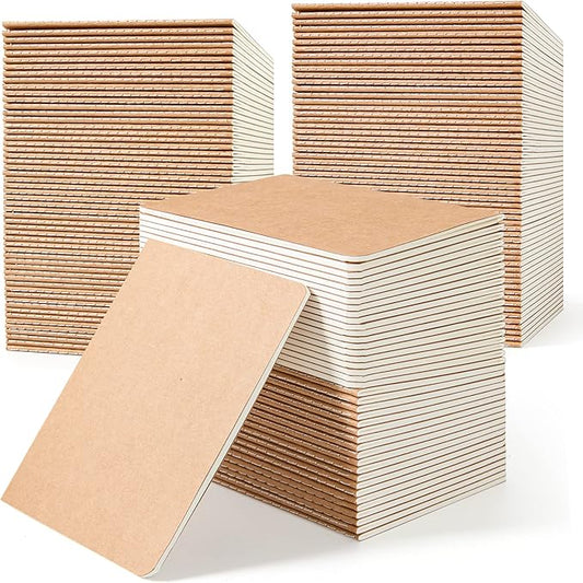 feela 170 Pack Blank Kraft Notebooks, Unlined Sketchbook Mini Cute Note Pad for Drawing Writing, Journal Bulk For Kids Students Office School Supplies, A6, 48 Pages, 4.25” X 5.5”, Brown-DeskLoop Office