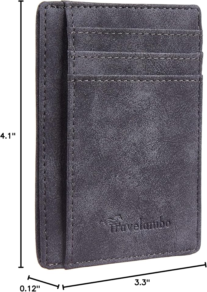 Travelambo Slim Wallet Front Pocket Minimalist Leather RFID Blocking Medium Size - Image 5
