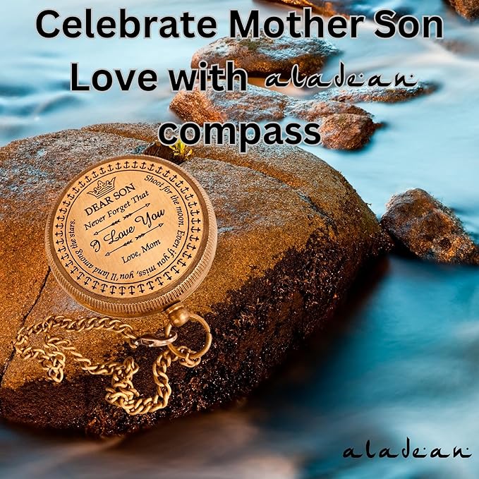 Gift for Son from Mom Dad | Engraved Compass 2" - Father to Son Gifts, Mom to Son Gifts for Graduation 2025, Birthday Baptism Confirmation Communion-DeskLoop Office