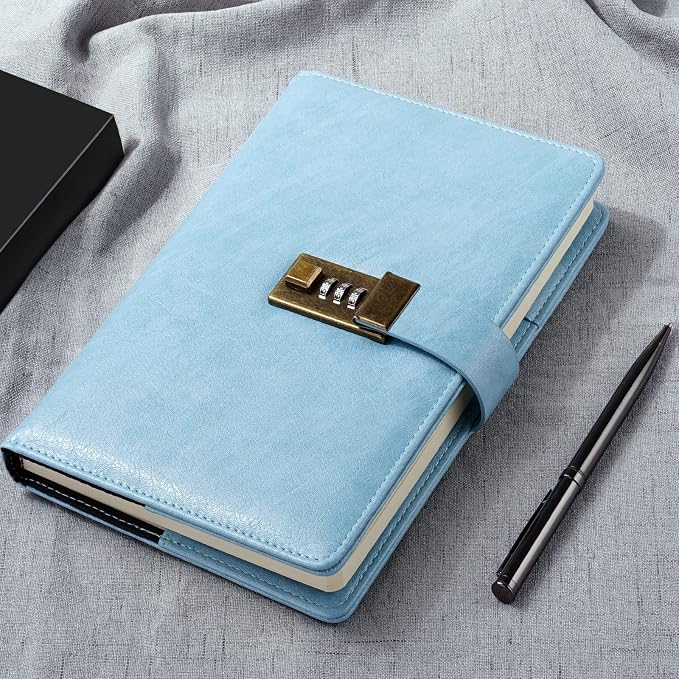 WEMATE Diary with Lock, A5 PU Leather Journal with Lock 240 Pages, Vintage Lock - Image 9