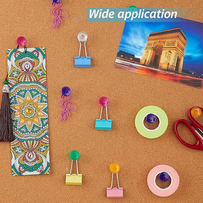 Outus 100 Pcs Giant Push Pins Large Thumb Tacks Plastic Heads 1 Inch Jumbo Push Pins for Cork Board Map Posters Office School(Red, Yellow, Blue, Green, Clear)-DeskLoop Office