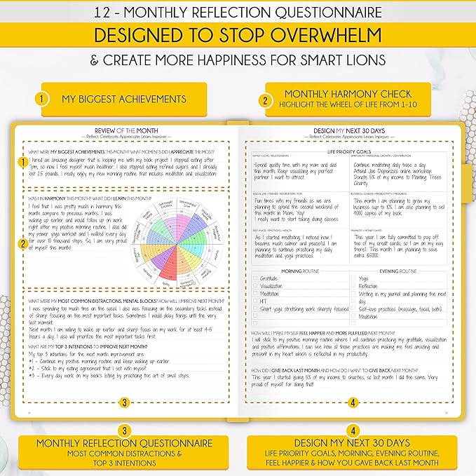 Life Planner - Undated Daily, Weekly & Monthly Planner with Budget Section | A 12 Month Journey to Increase Productivity & Happiness | Life Organizer & Gratitude Journal - Horizontal Format-DeskLoop Office