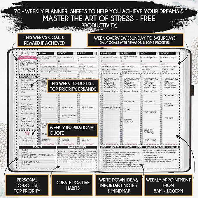2025-2026 Planner Weekly and Monthly | 16-Month Life Planner to Increase Focus & Productivity | Reduce Overwhelm & Achieve Your Biggest Goals | Include Gift Box & Stickers | Sep 2025-Dec 2026-DeskLoop Office