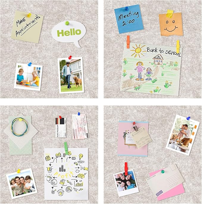 AKTOP Cork Bulletin Board 12x12, 1/2" Thick Felt Cork Board Tiles 12 Pack, Small Square Pin Board for Wall, Self Adhesive Corkboards with 120 Push Pin Wood Clips for School, Home & Office, Latte-DeskLoop Office