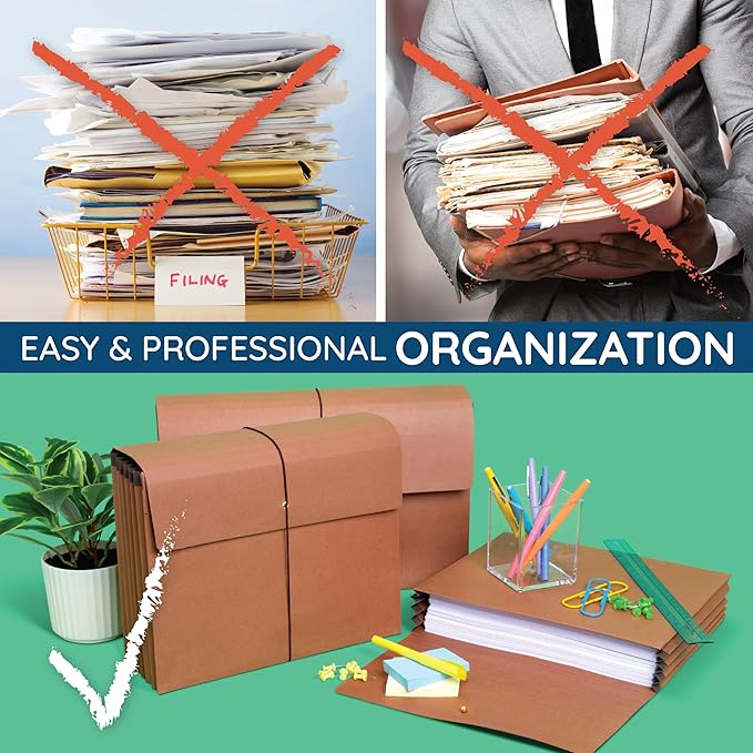 Blue Summit Accordion File Wallet with Flap and Cord Closure, Legal Size, 3” Expansion – 10 Pack-DeskLoop Office