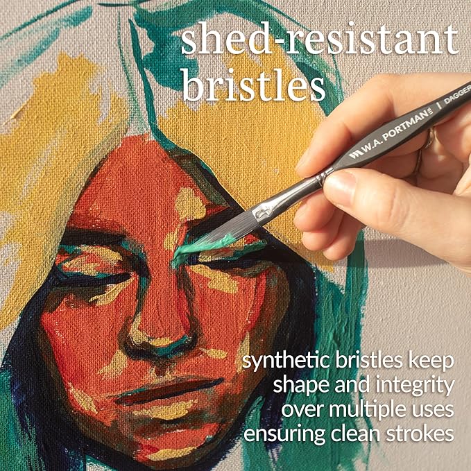 WA Portman Dagger Watercolor Paint Brushes Professional 4pc Set - 100% Vegan, Cruelty-Free Dagger Watercolor Brushes Professional - Acrylic Paint Brush Set with Triangular Comfort Grip-DeskLoop Office