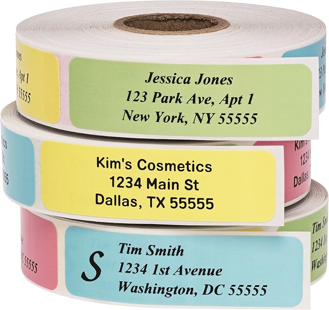 Return Address Labels - Roll of 500 Personalized Labels (Multi-Color)-DeskLoop Office
