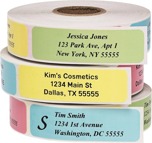 Return Address Labels - Roll of 500 Personalized Labels (Multi-Color)-DeskLoop Office