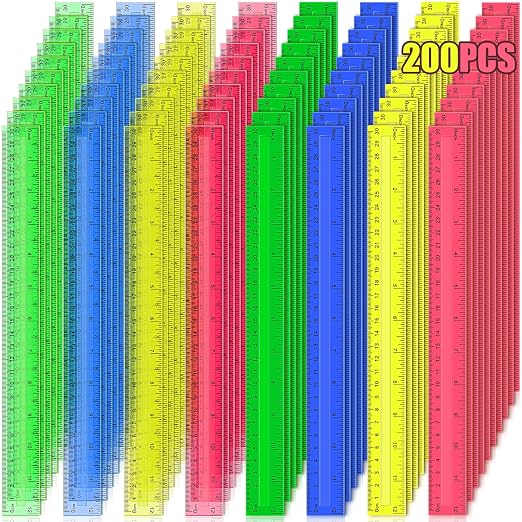 200 Pcs Rulers Bulk, 12 Inch Plastic Assorted Color Clear Rulers - Image 8