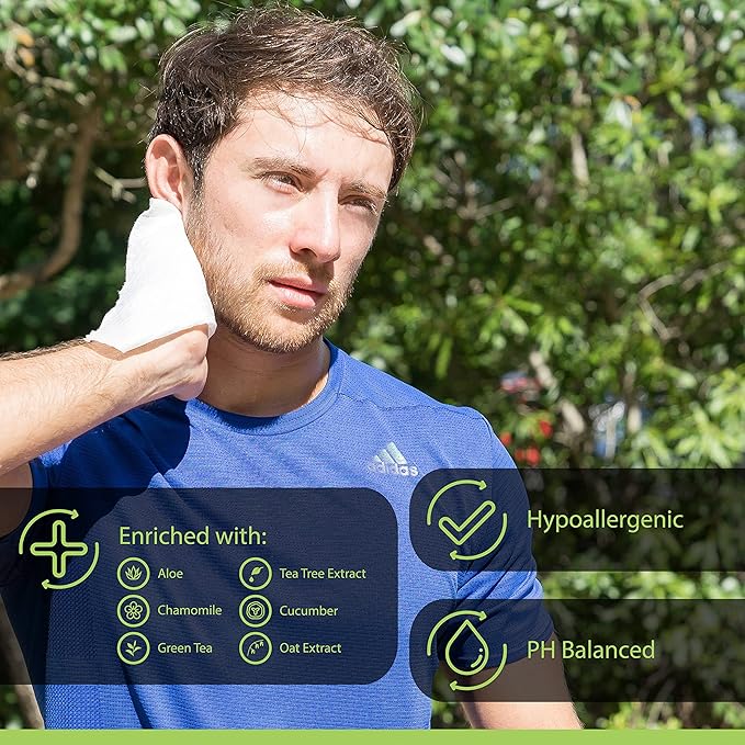 Alcala Deodorizing Body Wipes Individual Shower Wipes 100% Pure Biodegradable Bamboo Wet Wipes with Aloe Tea Tree Adult Body Wipes for Women & Men Ideal for Camping Hiking, Hospitals & Gym (330 Pack)-DeskLoop Office