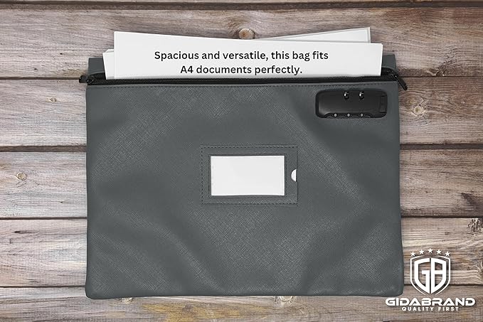 Grey Notary Bag | 14x11 inch | Locking Document Case with Zipper | Carrying Case for Notary Kit, Stamp, Embosser, Ink Pad, and Valuables-DeskLoop Office