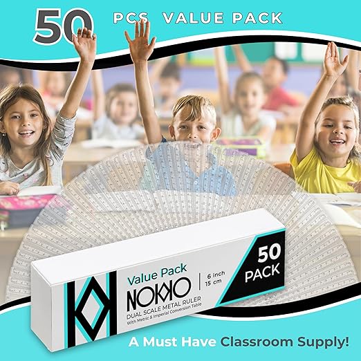 NOKKO Rulers Bulk for Classroom - Pack of 50 - Clear Plastic Ruler 12 Inch / 30 cm - Transparent School Ruler with Inches and Centimeters - Back to School Supplies for Kids, Students and Teachers-DeskLoop Office