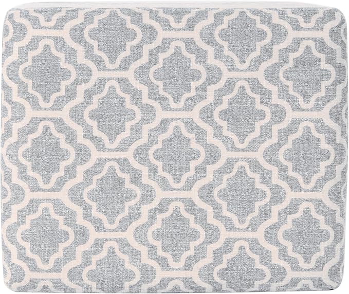 Home Decor | Upholstered MediumRectangular Storage Ottoman | Hinged Lid Ottoman with Storage for Living Room & Bedroom,Gray Geometric-DeskLoop Office
