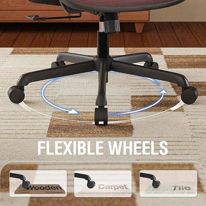 ELABEST T96 Mesh Office Chair,Ergonomic Computer Desk Chair,Sturdy Task Chair- Adjustable Lumbar Support & Armrests,Tilt Function,Comfort Wide Seat,Swivel Home Office Chair-DeskLoop Office