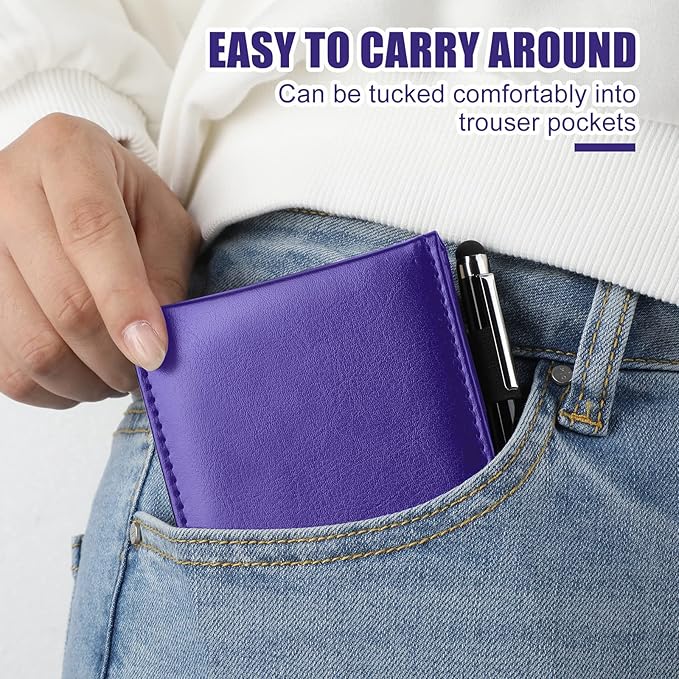 Outus 10 Pcs Pocket Notebook with Pen Set Included Mini Pocket Notepad Holder with 50 Lined Sheets, Metal Pen, 8 Pcs 3 x 5 Inch Memo Book Refills, 30 Lined Paper Per Note Pad (Purple)-DeskLoop Office