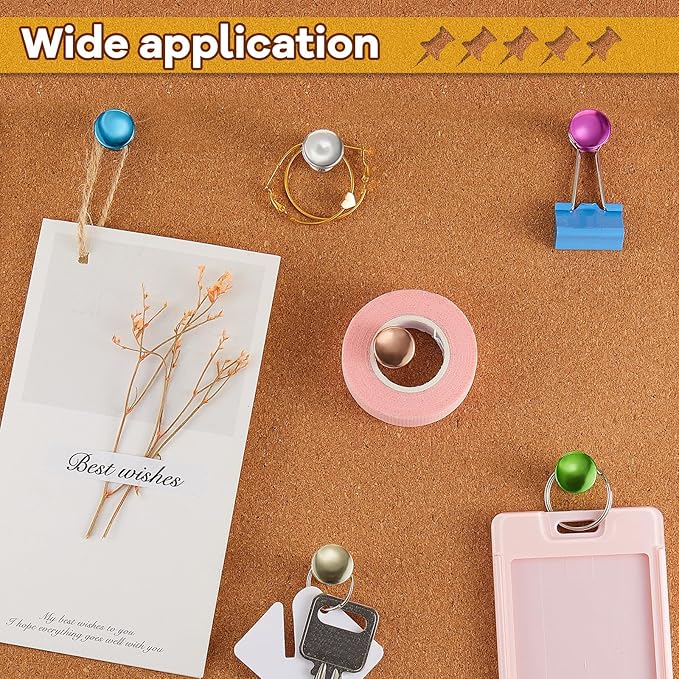 Outus 100 Pcs Giant Push Pins Large Thumb Tacks Plastic Heads 1 Inch Jumbo Push Pins for Cork Board Map Posters Office School(Purplish Red, Gold, Blue, Green, Silver)-DeskLoop Office