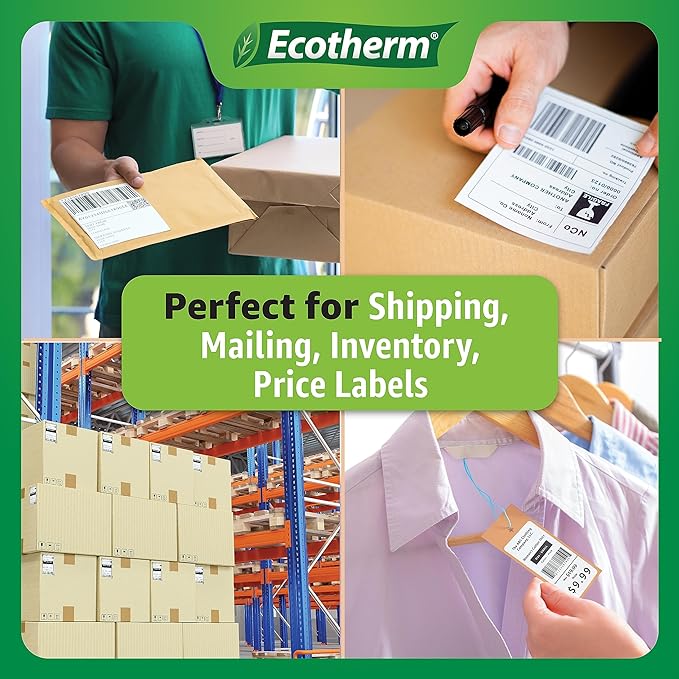 2.25" x 2.25" Thermal Labels | 4 Rolls | 2800 Labels | fits Zebra, Munbyn, Rollo, Godex, Arkscan, iDPRT, Offnova Thermal Label Printers and More | Blank White Adhesive Stickers by Ecotherm-DeskLoop Office