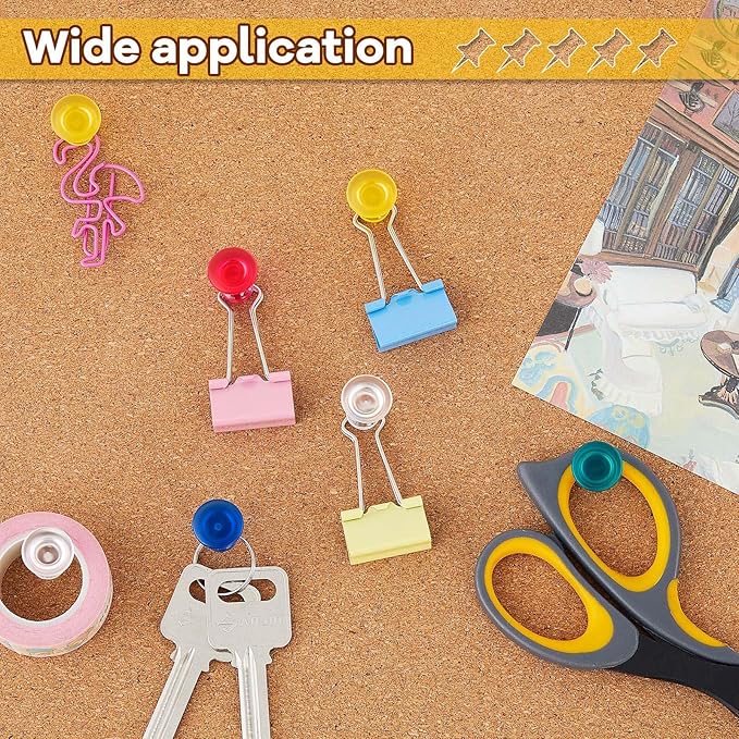 Outus 100 Pcs Giant Push Pins Large Thumb Tacks Plastic Heads 1 Inch Jumbo Push Pins for Cork Board Map Posters Office School(Rose Red, Clear, Dark Blue, Dark Green, Yolk Yellow)-DeskLoop Office