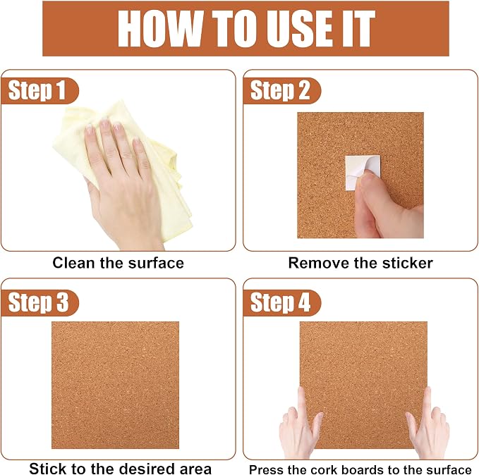 SUNGIFT Cork Board 12"x12" -12 Pack Bulletin Boards 1/4" Thick Square - Image 9