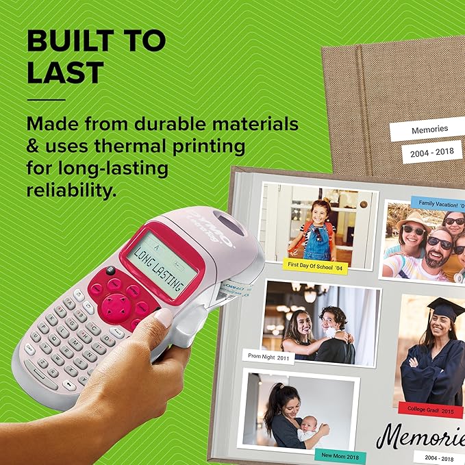 DYMO LetraTag LT-100H Handheld Label Maker ABC Keyboard Label Printer with Easy-to-Use, 13 Character LCD Screen Great for Home & Office Organisation Pink-DeskLoop Office