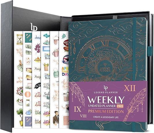 Legend Planner PRO Premium – Large Undated Weekly, Monthly & Budget Planner with Habit Tracker – Life Organizer for Time & Task Management, Goal Setting & Productivity – A4 Size (Dark Teal, New Cover)-DeskLoop Office