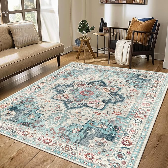 GENIMO 8x10 Area Rugs for Living Room, Machine Washable Non Slip Rugs, Low Pile - Image 9
