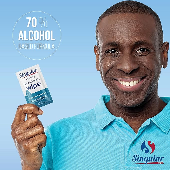 Hand Sanitizing Wipes Travel Size by Singular Wipes – 100ct Individually Wrapped | Fresh Citrus Scent, Moisturizing, 70% Alcohol Wipes | Travel, Office, School, Home | Made in USA-DeskLoop Office