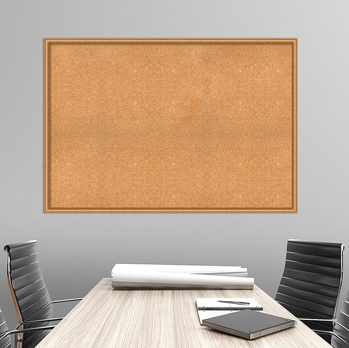 Amanti Art Natural Cork Board for Wall, 36x52 Vision Board with Bronze Frame, Oversize Corkboard Office Decor for Home Organization, Casual Corkboard Pinboard to Display Items for Home Organization-DeskLoop Office