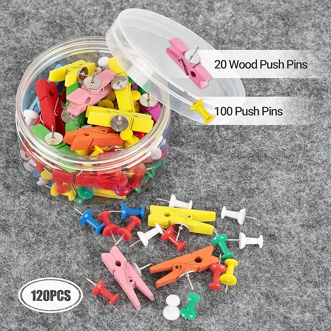 AKTOP Cork Bulletin Board 12x12, 1/2" Thick Felt Cork Board Tiles 9 Pack, Small Square Pin Board for Wall, Self Adhesive Corkboards with 120 Push Pin Wood Clips for School, Home & Office, Grey-DeskLoop Office