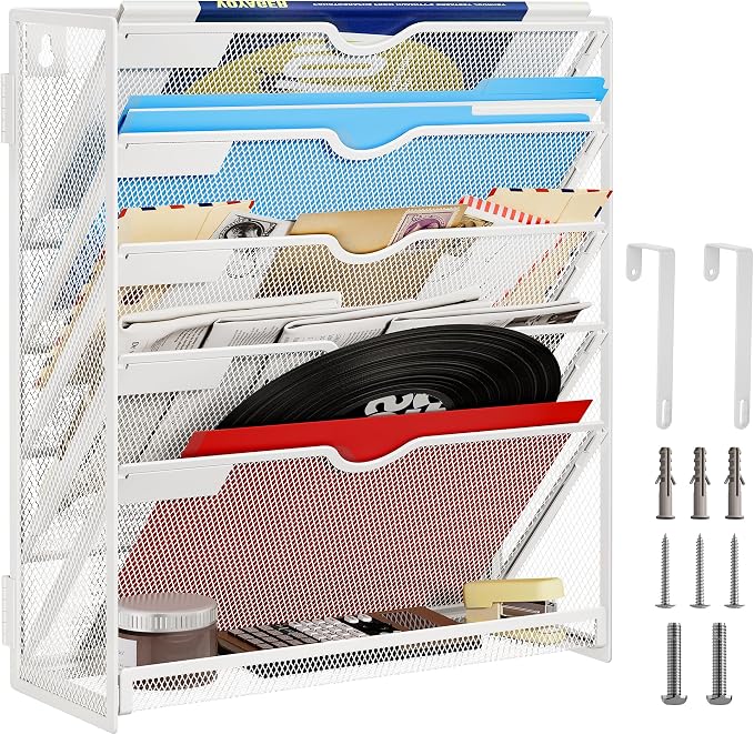 Lavatino 6-Tier Hanging File Organizer, Wall Mount File Holder - Image 7