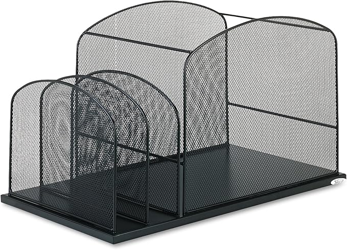 Safco 3259BL Onyx Mesh Hanging File with 2 Vertical Sections, Black-DeskLoop Office