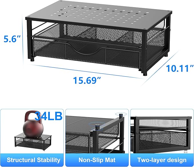 gianotter Computer Monitor Stand Riser, Desk Organizers and Accessories with Drawer, Office Desk Accessories & Workspace Desktop Organizers Storage for Classroom Office Supplies (Black)-DeskLoop Office