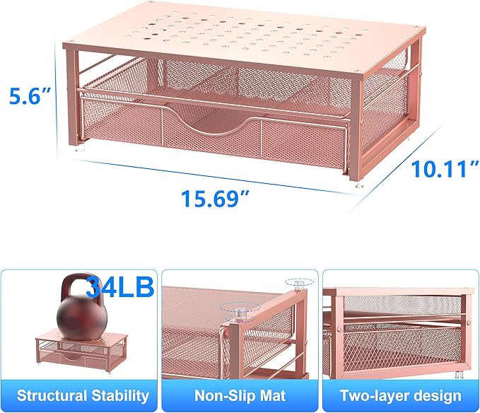 gianotter Computer Monitor Stand Riser, office organizer with Drawer, Office Organizers Storage for Classroom Office Supplies (Rose)-DeskLoop Office