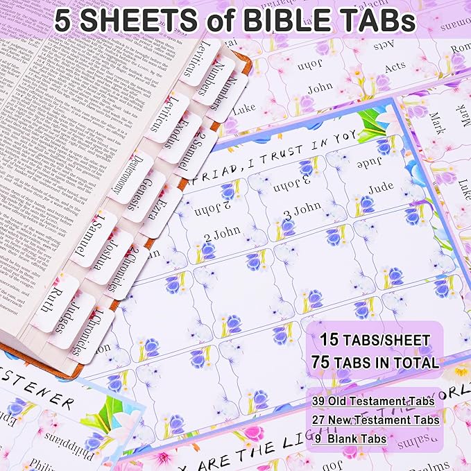 Bible Study Supplies for Women & Journaling Kit - Pencil Case, 12 Colored Highlighters No Bleed, 75 Index Bible Tabs, A5 Notebook, 16 Gel Pens & 4 Transparent Notes - Christian Gifts, Green Daisies-DeskLoop Office
