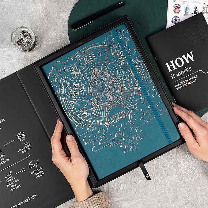 Legend Planner PRO Premium – Large Undated Weekly, Monthly & Budget Planner with Habit Tracker – Life Organizer for Time & Task Management, Goal Setting & Productivity – A4 size (Dark Teal)-DeskLoop Office