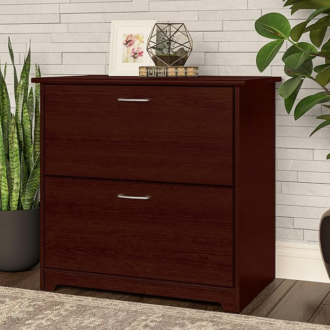 Bush Furniture Cabot 2 Drawer Lateral File Cabinet in Harvest Cherry, Home Office Chest for Letter, Legal, and A4-size Document Storage-DeskLoop Office