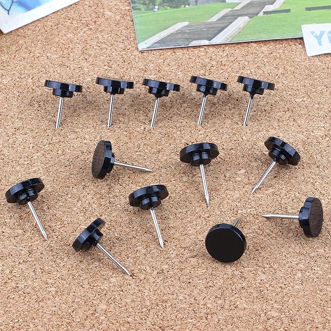 Push Pins 400-count Flat Black Thumb Tacks Steel Point and Plastic Head for Corkboard and Wooden Photo Wall-DeskLoop Office