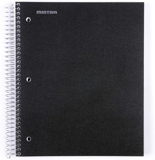 Mintra Office Durable Spiral Notebooks, 5 Subject (Black, College Ruled 1pk)-DeskLoop Office