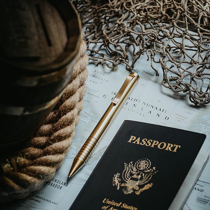 Everyman Brass Grafton Mini Twist EDC Pen with Refillable, Pocket-Size Metal Body, Luxury Mini EDC Ink Pen, Cartridge Compatible Design, Ideal Gift for Office, Business, Executive-DeskLoop Office