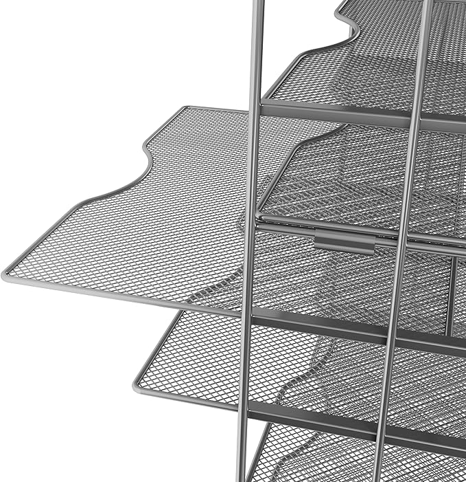 EasyPAG Mesh Desk Filer Organizer Tray 8 Slot Office Desk Paper Storage Organizer for A4 / Letter Sizer Floder, Silver-DeskLoop Office