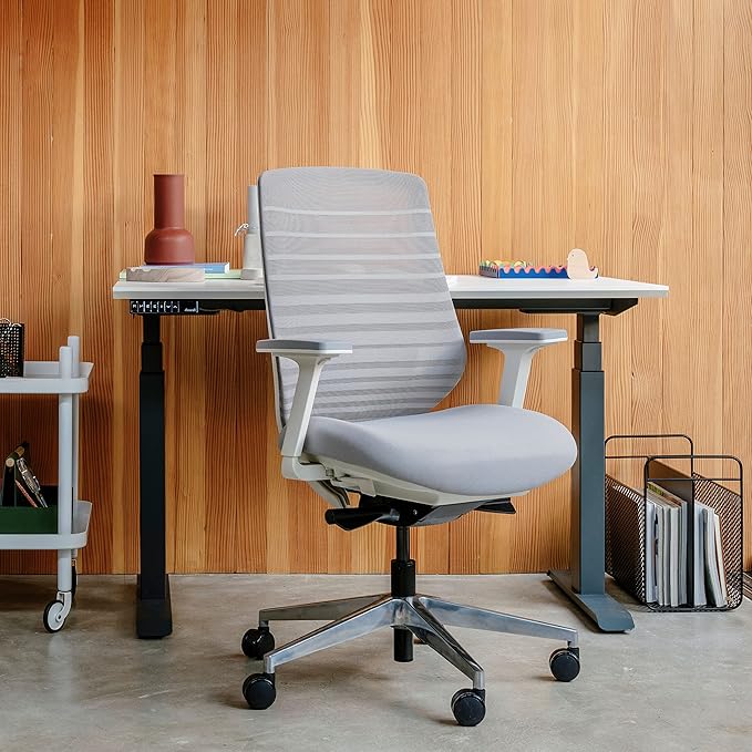 Branch Ergonomic Chair - A Versatile Desk Chair with Adjustable Lumbar Support, Breathable Mesh Backrest, and Smooth Wheels - Experience Optimal Comfort and Support - Pebble - White-DeskLoop Office