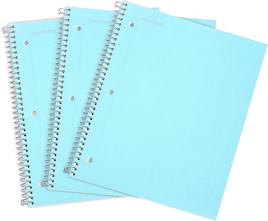 Mintra Office Durable Spiral Notebooks, 1 Subject, (Teal, Wide Ruled 3 Pack), 100 Sheets, Poly Pocket, Moisture Resistant Cover, Strong Chipboard back, For School, Office, Business-DeskLoop Office
