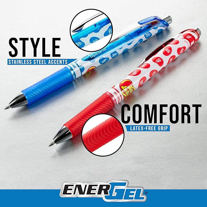 Pentel EnerGel RTX Retractable Liquid Gel Pen, Jelly Belly Limited Edition, 0.7mm tip, Assorted colors, Pack of 5 pens, (BL77PF5M-JB)-DeskLoop Office