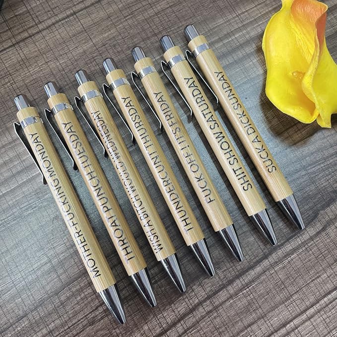 Cityhermit 7-Piece Funny Bamboo Pen Set - Image 9