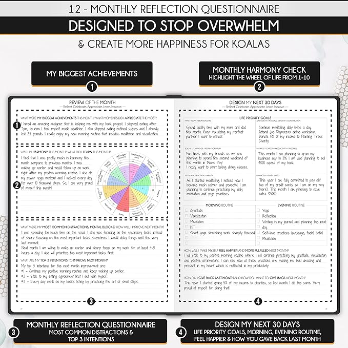 Life Planner - Gratitude Journal for Men & Women | Daily, Weekly & Monthly Planner with Budget Section, Time Blocking, Habit Tracker for Peace of Mind Planning to Increase Productivity & Happiness-DeskLoop Office