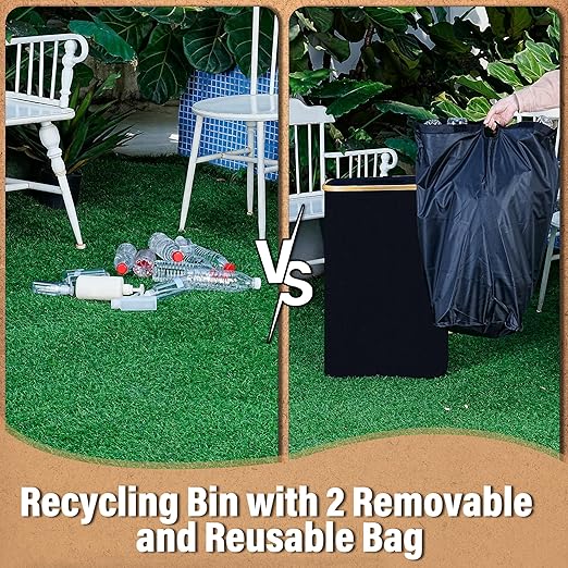 efluky Recycling Bin for Kitchen 26 Gallon, 100L Recycle Bin with 2 Removeable and Reusable Inner Bag, Large Recycling bin with lid for Bottle Can Plastice Stickers (Black)-DeskLoop Office